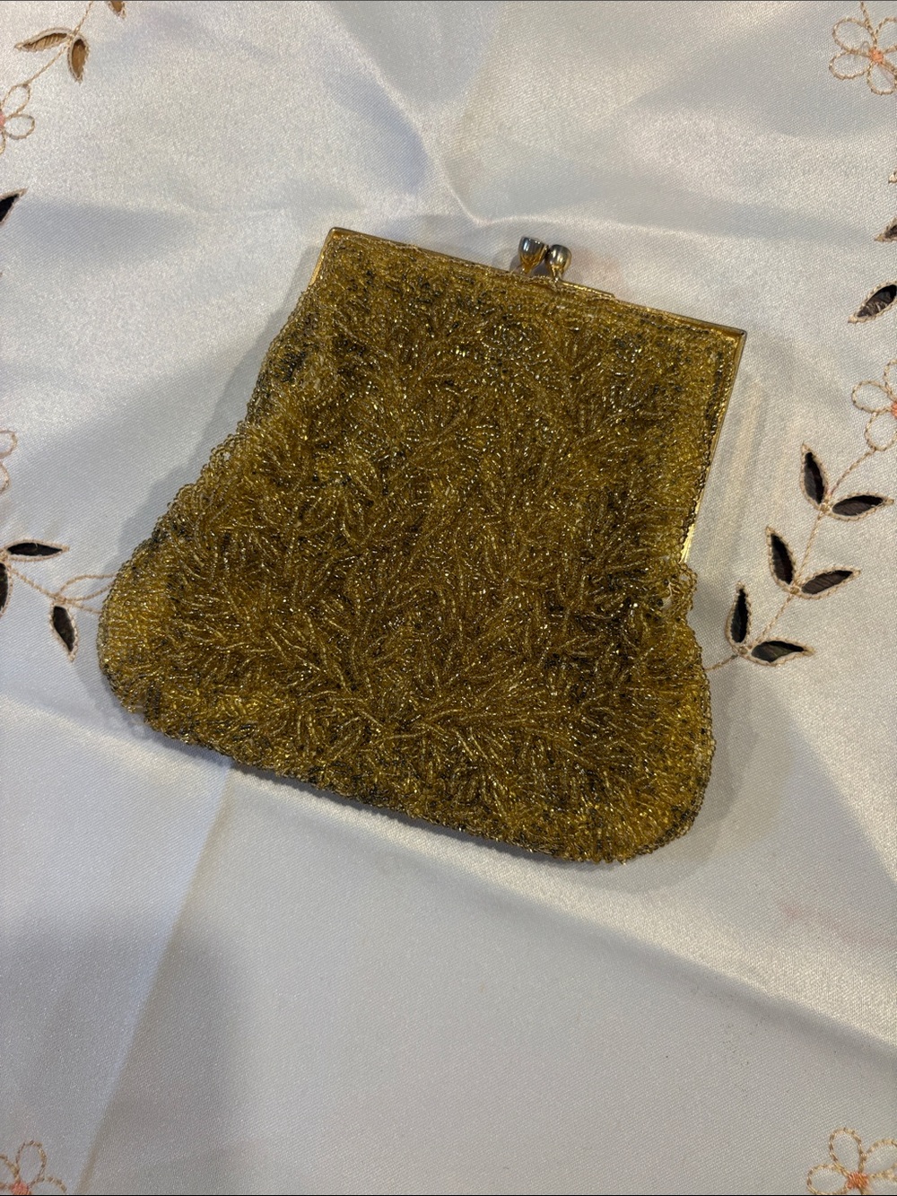 Gold Beaded Evening Clasp Purse - Women Bags